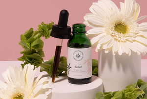Relief CBD Oil Drops are formulated with CBD and comforting herbs like valerian root, yellow dock, cramp bark, and tulsi to support the body’s cycles.